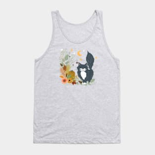 Autumn Garden Moonlit Kitty Cat Tank Top